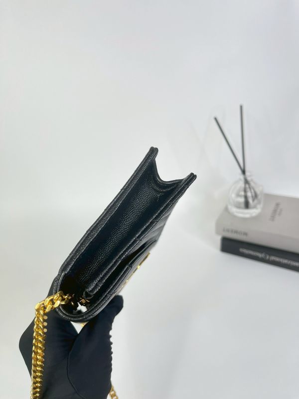 【9成新】YSL WOC 魚子醬鍊包黑金 19.5CM 
