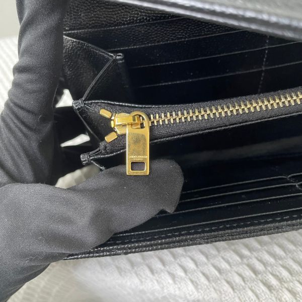 【9.5成新】【12期0利率】YSL MONOGRAM 魚子醬信封長夾 