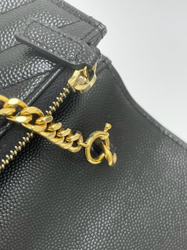 【95成新】YSL WOC 魚子醬鍊包黑金 19.5CM 