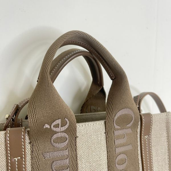 【12期0利率】【全新品】Chloé  SMALL WOODY TOTE 提把編織款 深堅果 