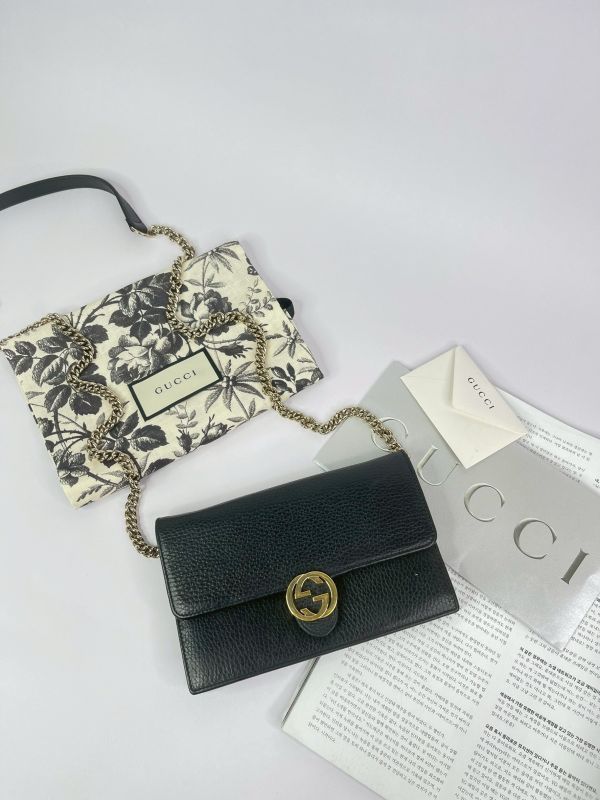 【分期0利率】GUCCI 荔枝皮雙G WOC【85成新】