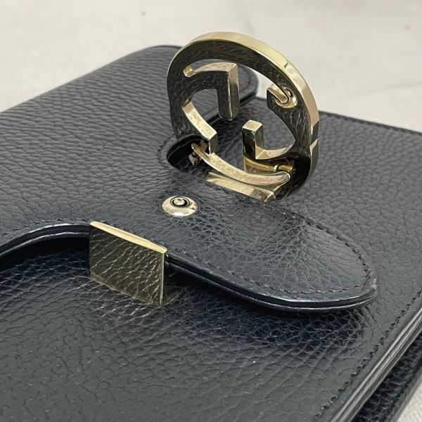 【12期0利率】GUCCI 雙G扣 荔枝牛皮雙層鍊條斜背包【9成新】 