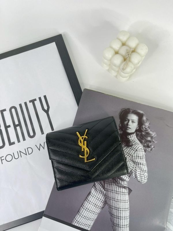 【95成新】YSL 魚子醬三折短夾 