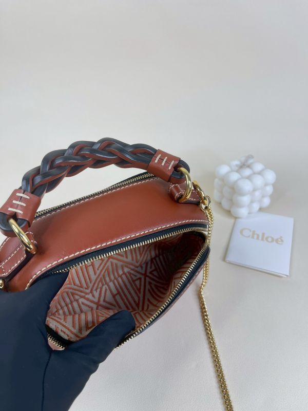 【分期0利率】CHLOE MINI DARIA 手工編織提把金屬鍊手提兩用包【9成新】 