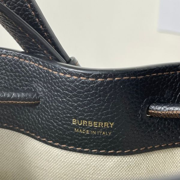 【12期0利率】BURBERRY TB Logo 小牛皮迷你水桶包黑色【95成新】【現金價26500】 