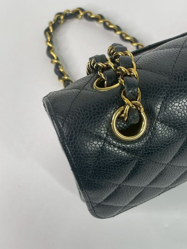【95成新】CHANEL CF23黑色金扣荔枝防刮牛皮 