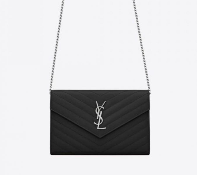 【12期0利率】【現金價】YSL WOC 魚子醬鍊包 銀扣22.5CM 