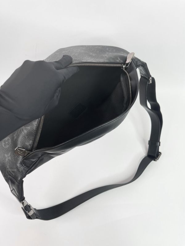 【9成新】LV 皮革背帶黑老花腰包 