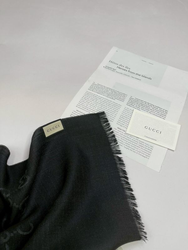 【全新品】GUCCI GG緹花雙色羊毛混絲流蘇圍巾 