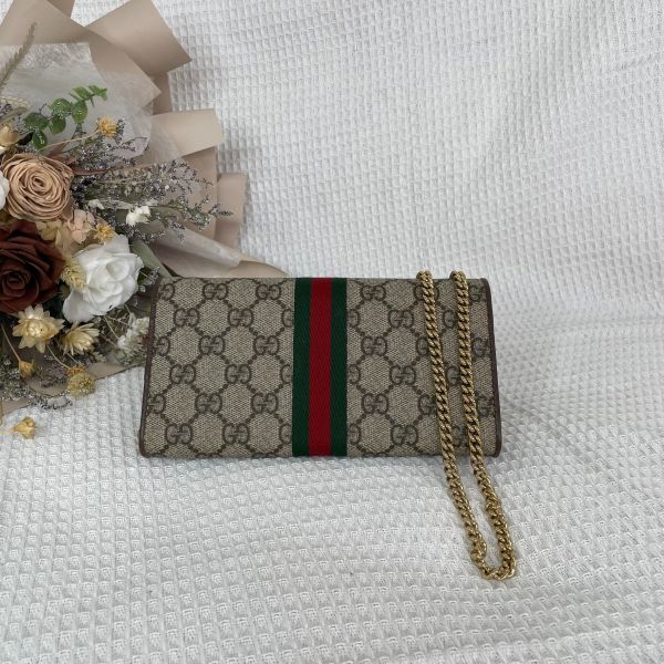【12期0利率】GUCCI  OPHIDIA 鏈帶長夾 可拆鍊條【9成新】【】 
