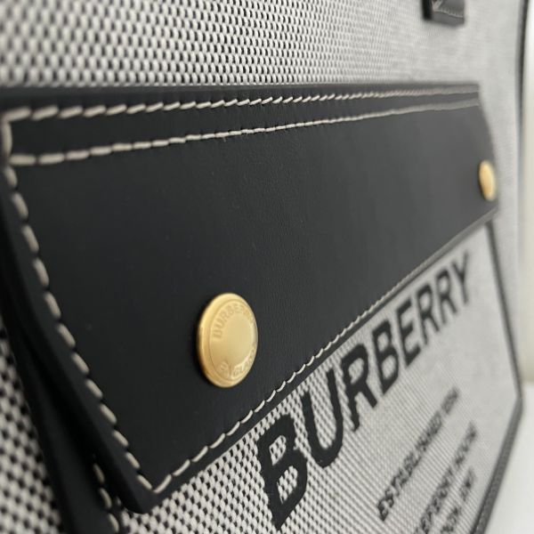 【12期0利率】【全新品】【現金價】BURBERRY Freya小號雙色帆布皮革芙雷雅托特包 