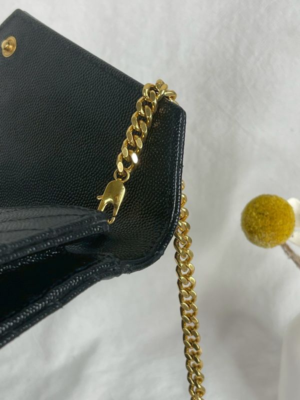 【分期0利率】YSL WOC 魚子醬鍊包黑金 19.5CM【95成新】 