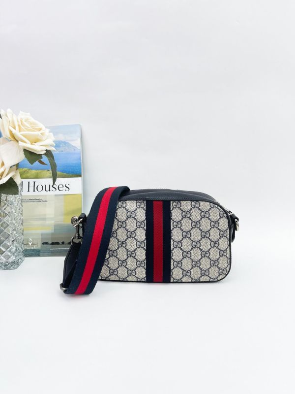 【95成新】GUCCI GG Supreme 帆布印花織帶相機包 