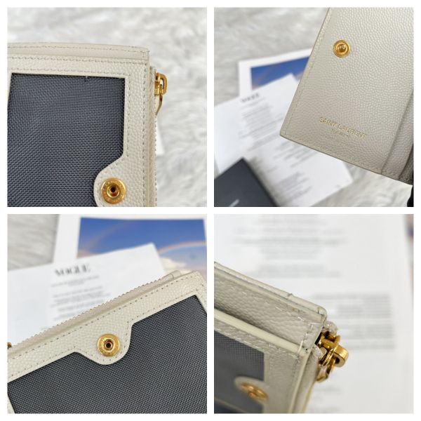 【12期0利率】YSL MONOGRAM粒面壓紋皮革兩摺錢包 【9成新】 