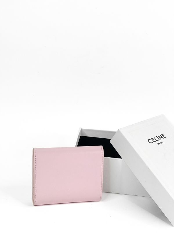 【分期0利率】CELINE 亮面牛皮革TRIOMPHE三折短夾 【9成新】