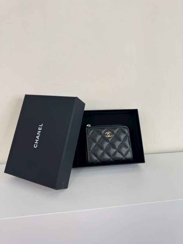 【分期0利率】CHANEL 顆粒牛皮L行拉鍊短夾【全新品】 