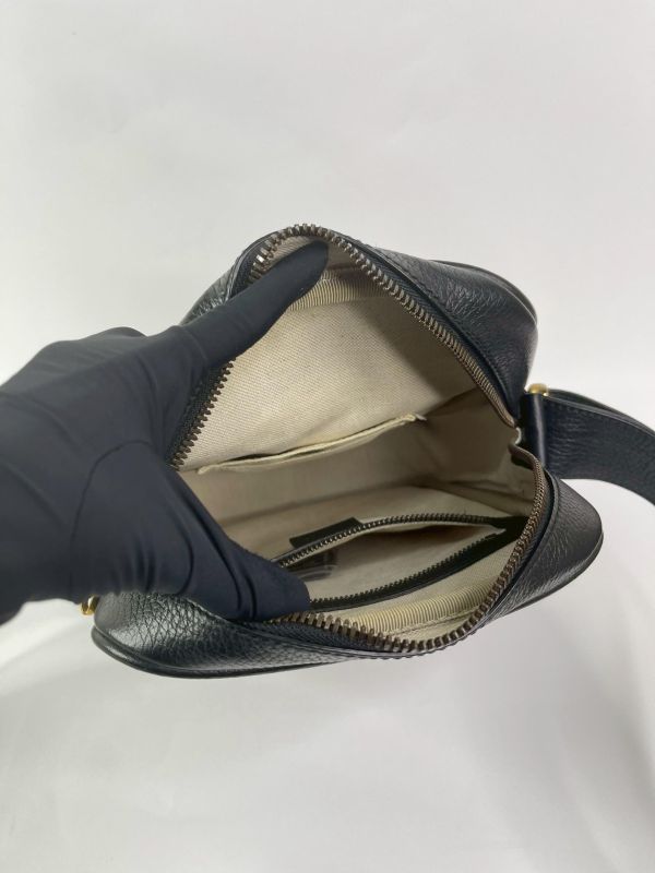 【9成新】GUCCI 復古印刷LOGO牛皮斜背包 