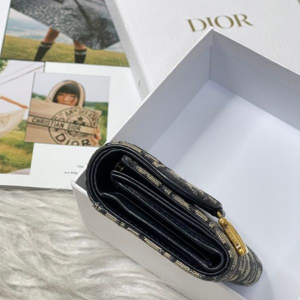 【12期0利率】DIOR SADDLE LOTUS 老花三折短夾【21年1月台灣購證】【9成新】 
