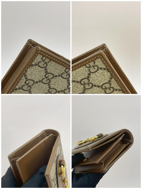 【9成新】GUCCI1955 馬銜扣老花4卡零錢短夾 