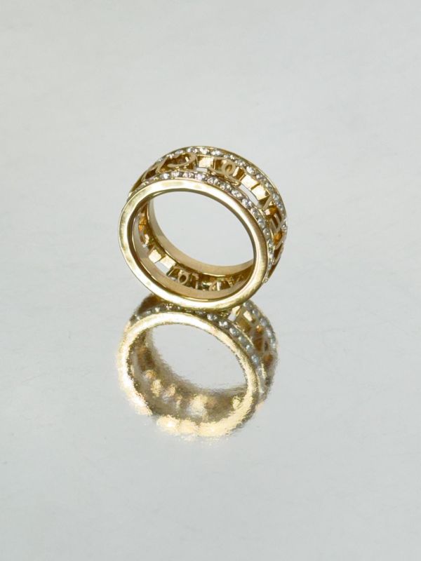 【全新品】CHANEL 20B 鑲鑽鏤空字母戒指 