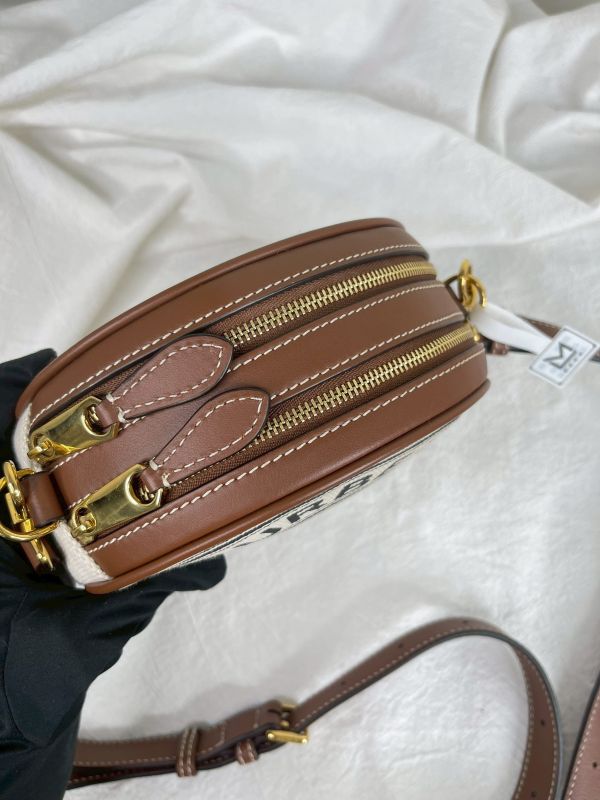 【分期0利率】BURBERRY Louise 徽標圖案棉質圓餅包【99成新】 