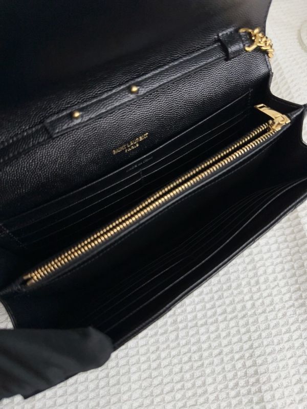 【12期0利率】YSL WOC 魚子醬鍊包 金扣22.5CM【95成新】 