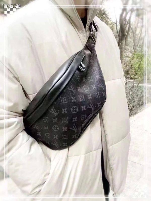 【分期0利率】LV 皮革背帶黑老花腰包【9成新】 