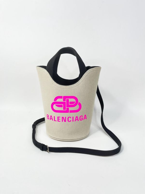 【95成新】BALENCIAGA WAVE BB 印花帆布水桶包 
