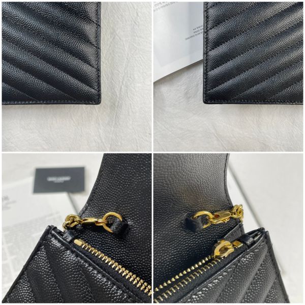 【12期0利率】YSL WOC 魚子醬鍊包黑金 19.5CM【95成新】 
