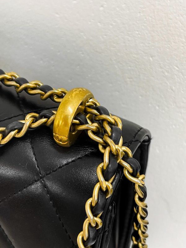 【9成新】CHANEL 雙金球口蓋包 
