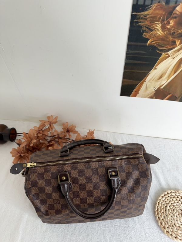 【12期0利率】LV SPEEDY 30  棋盤格無背帶款【9成新】 