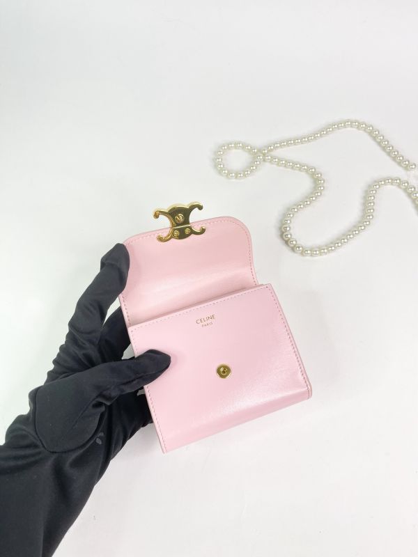 【分期0利率】CELINE 亮面牛皮革TRIOMPHE三折短夾 【9成新】