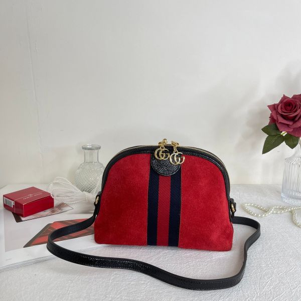 【分期0利率】GUCCI OPHIDIA 深紅麂皮貝殼包【9成新】 