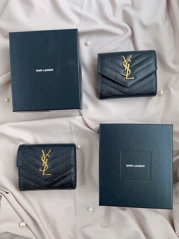 【12期0利率】【現金價】YSL 魚子醬三折短夾 