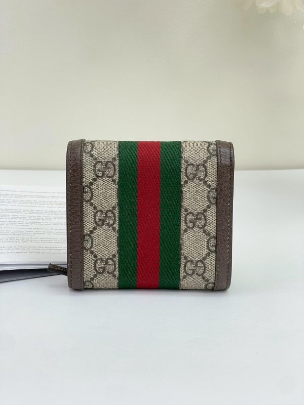 【99成新】GUCCI GG紅綠織帶老花中夾 