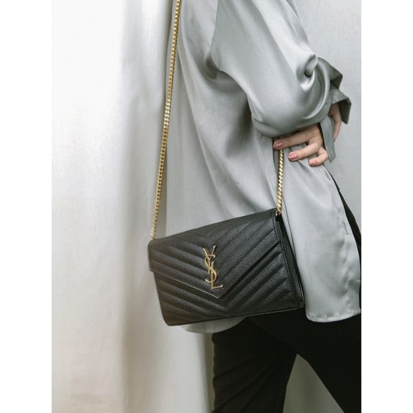 【12期0利率】【現金價】YSL WOC 魚子醬鍊包 金扣22.5CM 