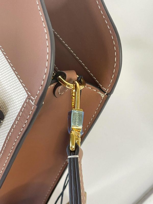 【未使用閒置品】BURBERRY 帆布拼皮革口袋包 