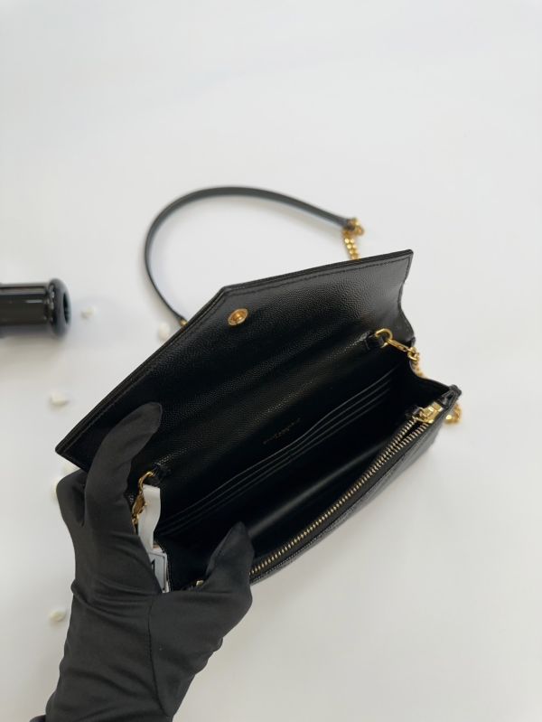 【12期0利率】YSL WOC 魚子醬鍊包黑金 19.5CM【95成新】 