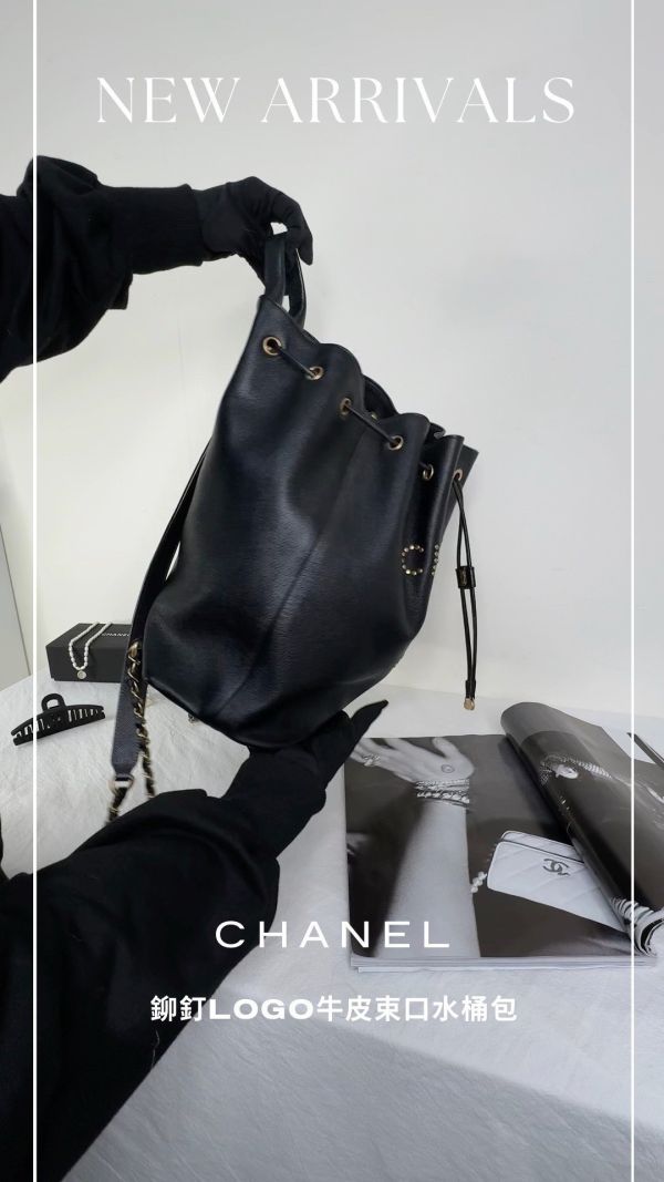 【12期0利率】Chanel 鉚釘牛皮Deauville後背包【9成新】 