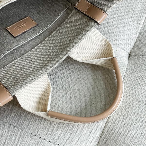 【12期0利率】【全新閒置】Chloé 刺繡背帶款小號Woody Tote Bag 奶茶色 