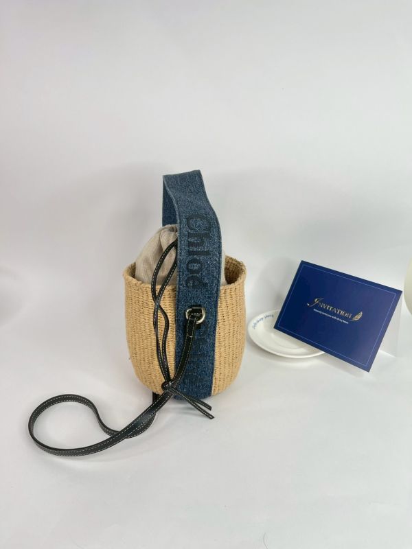 【9成新】Chloe 草編束口圓筒包 