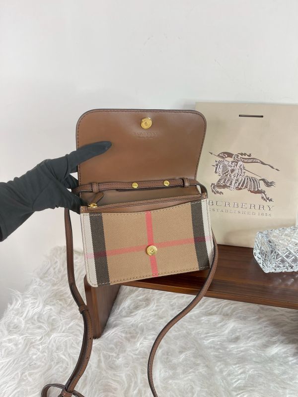 【分期0利率】BURBERRY HAMPSHIRE 格紋拚接皮革WOC 【95成新】 
