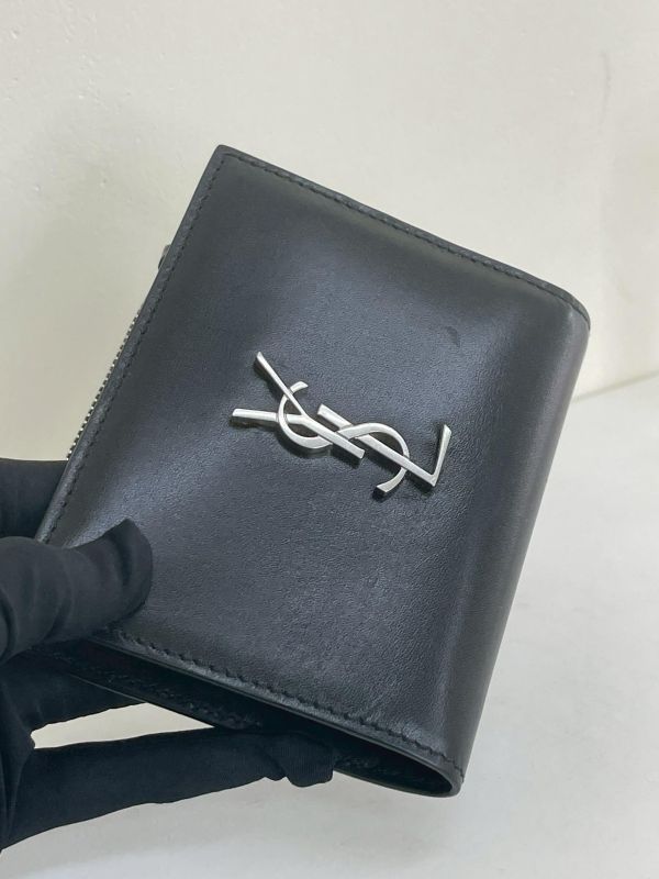 【9成新】YSL 滑面牛皮對折零錢袋短夾 