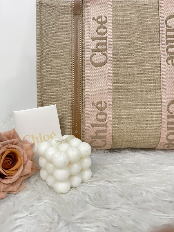 【分期0利率】Chloé 中號Woody Tote Bag 刺繡款【95成新】 