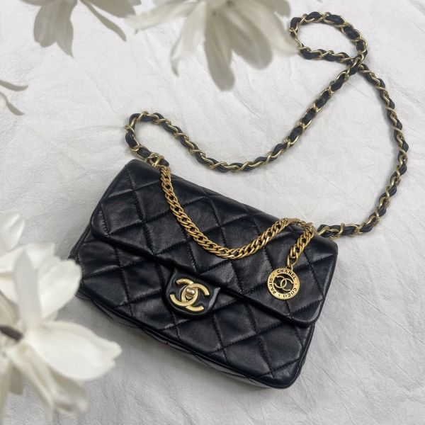 【12期0利率】CHANEL 23S金幣CF23羊蠟皮【95成新】 