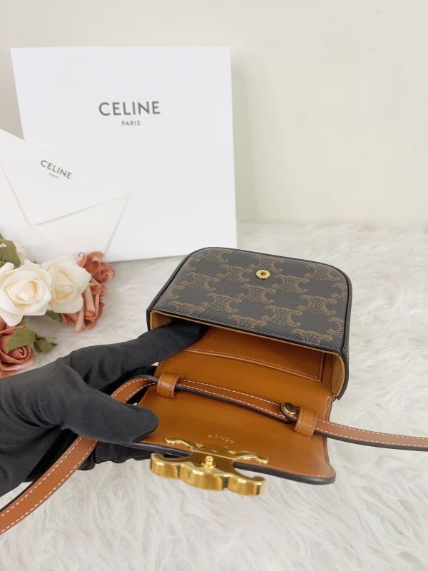 【分期0利率】CELINE 凱旋門帆布及小牛皮迷你翻蓋包【未使用閒置品】 