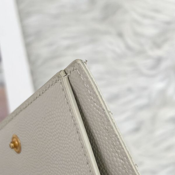 【12期0利率】YSL MONOGRAM粒面壓紋皮革兩摺錢包 【9成新】 