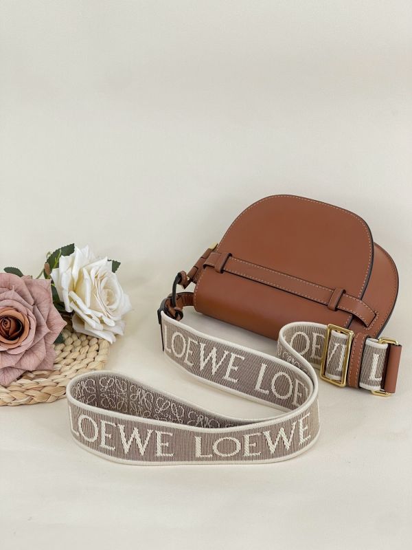 【分期0利率】LOEWE MINI GATE 雙層包 焦糖【95成新】 