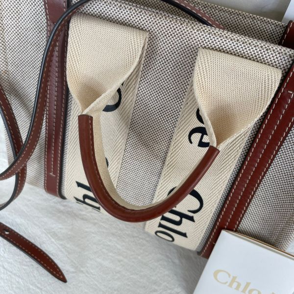 【12期0利率】Chloé 背帶款小號 Woody Tote Bag 經典棕色【95成新】 