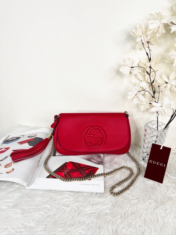 【分期0利率】GUCCI SOHO 流蘇翻蓋鍊包【95成新】 